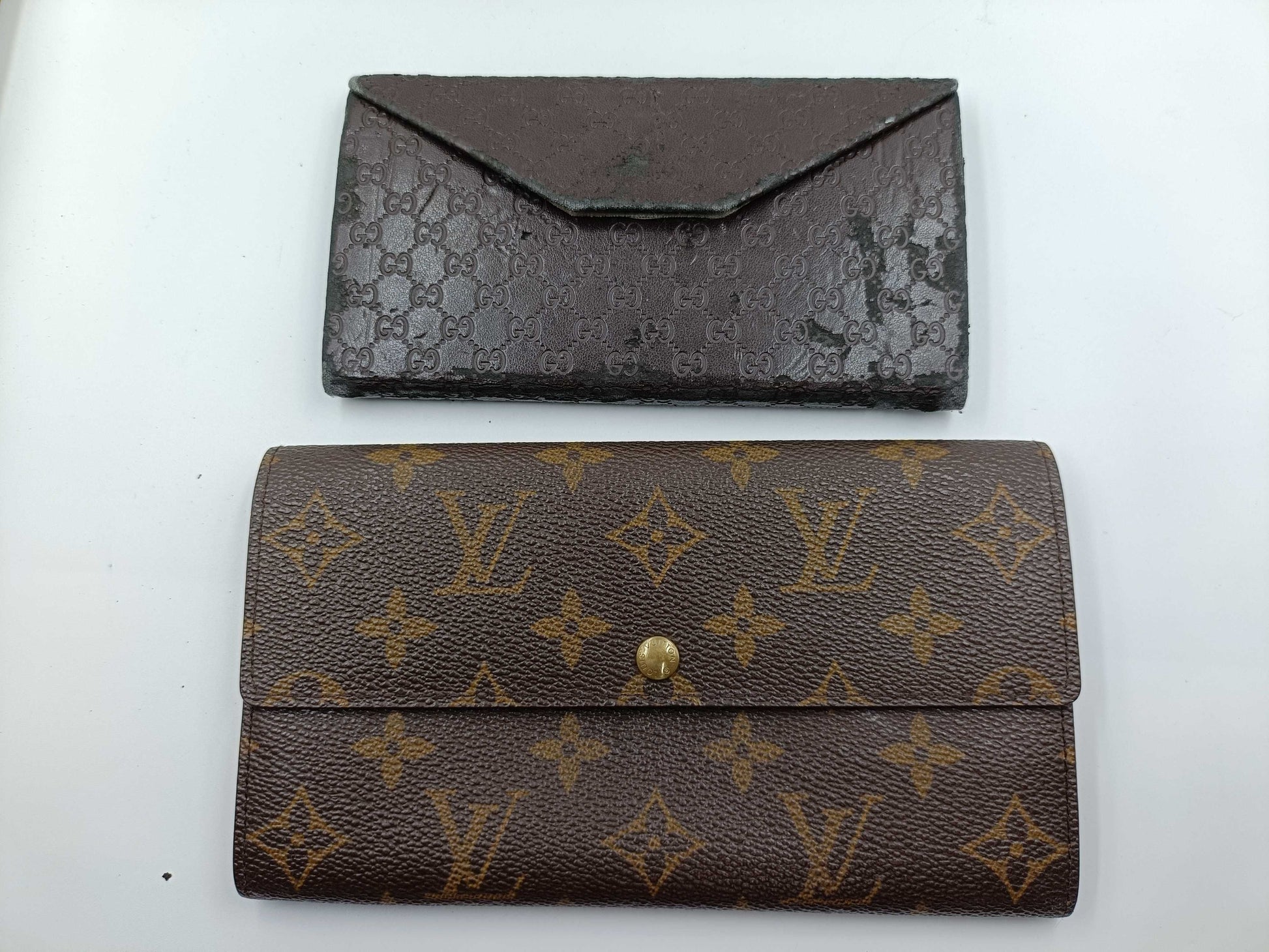 LOUIS VUITTON Monogram/Gucci Long Wallet Set 
