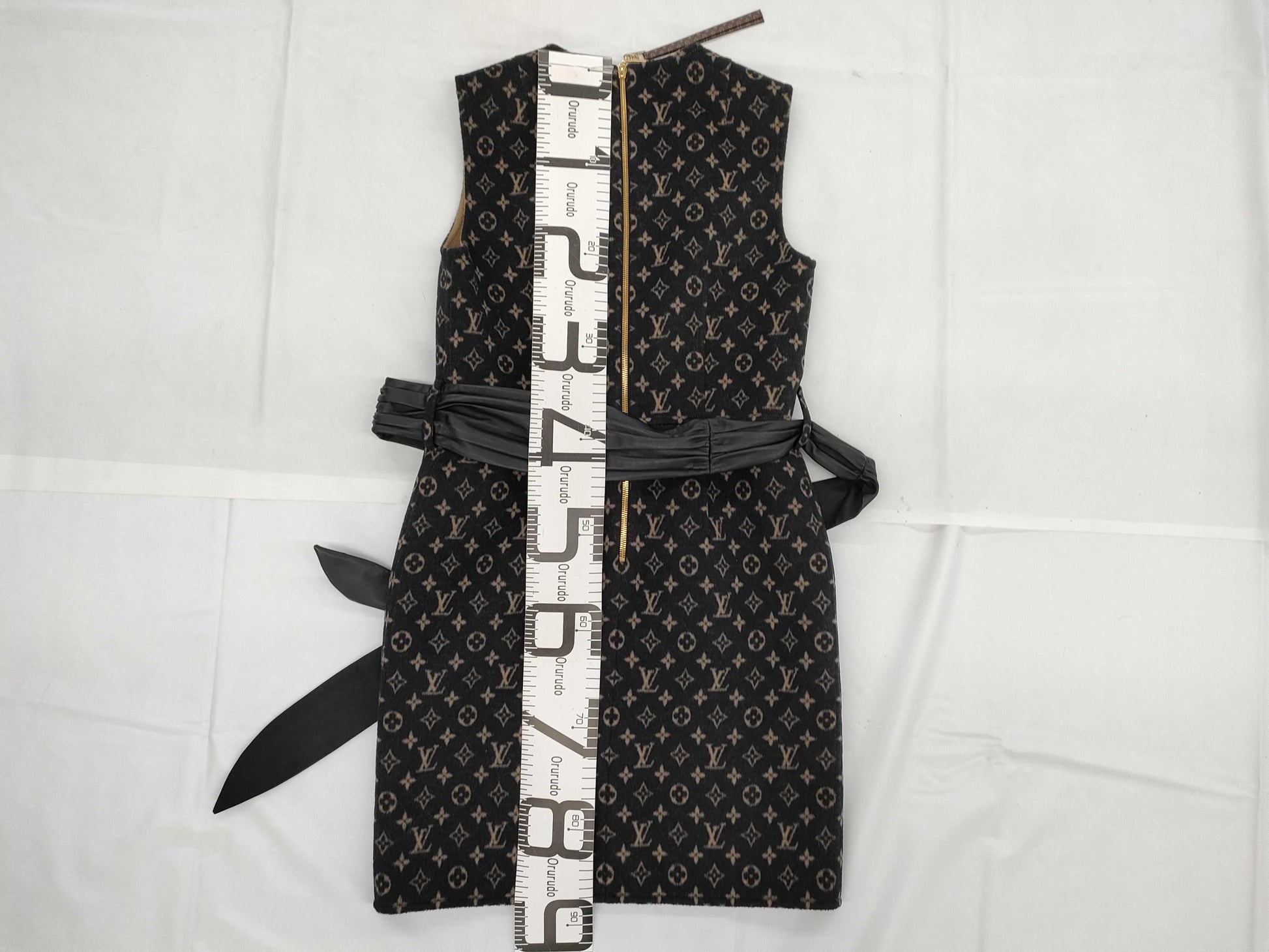 LOUIS VUITTON Monogram Wool Dress with Belt