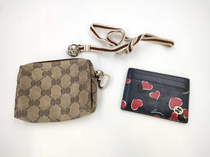 GUCCI Accessory Case Card Case with Neck Strap 3-Piece Set Card Case, Pass Case, Business Card Case