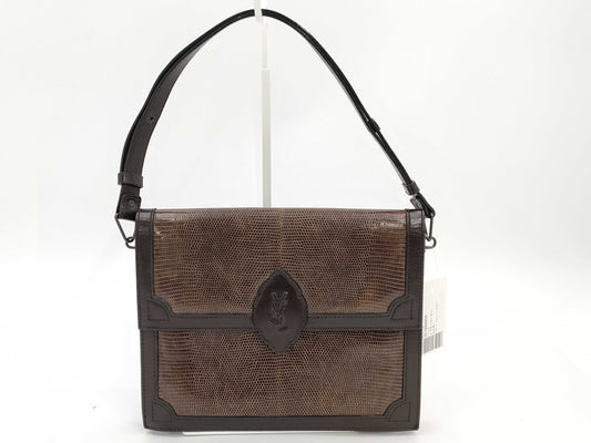 Yves Saint Laurent Lizard Brown Shoulder Bag