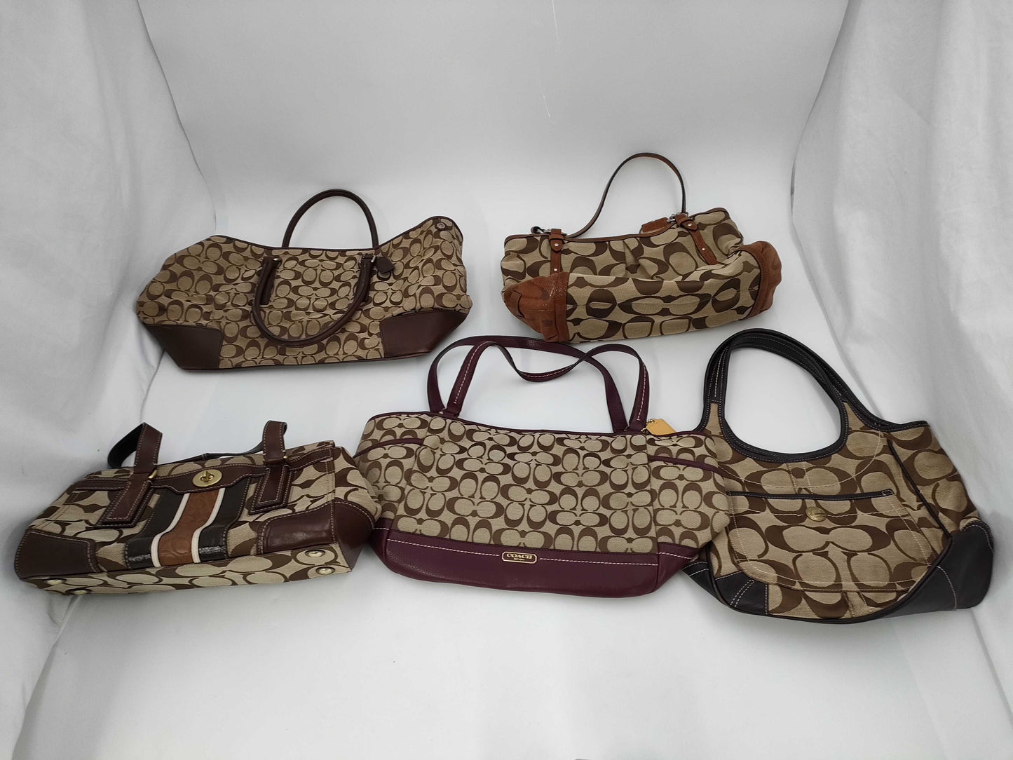 5 COACH signature tote bags and other bags