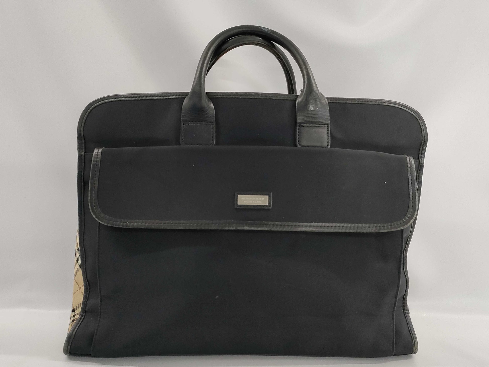 BURBERRY Nova Check Nylon and Leather Business Bag