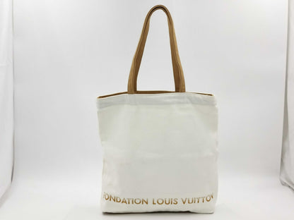 LOUIS VUITTON White Canvas Tote Bag, Fondation Museum Limited Edition