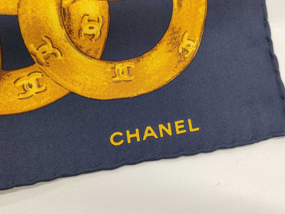 CHANEL Chain Design Navy Scarf