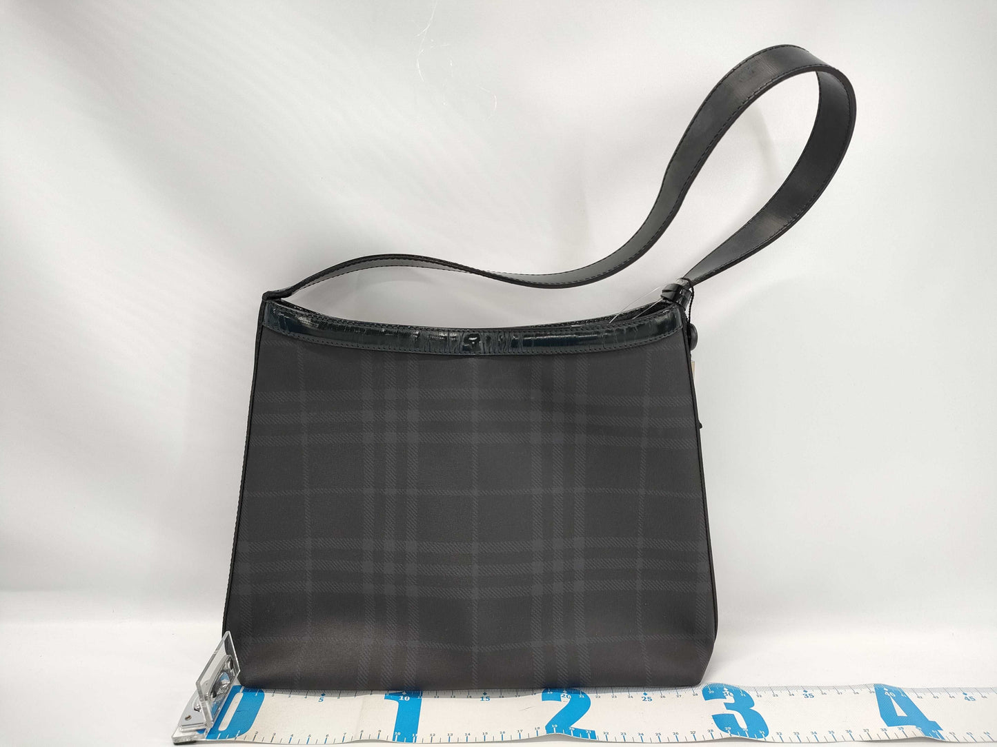 BURBERRY Check Shoulder Enamel Handbag