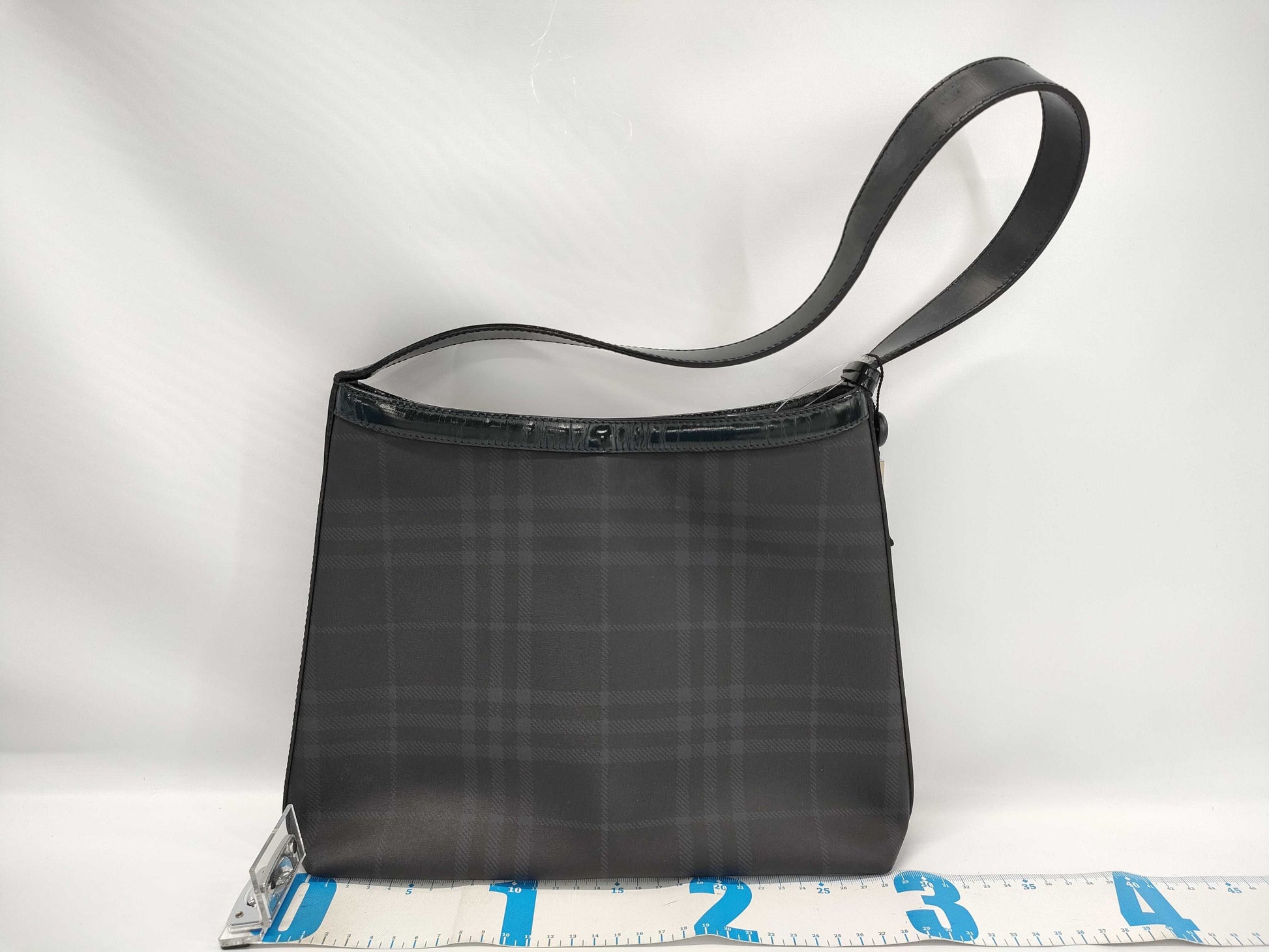 BURBERRY Check Shoulder Enamel Handbag