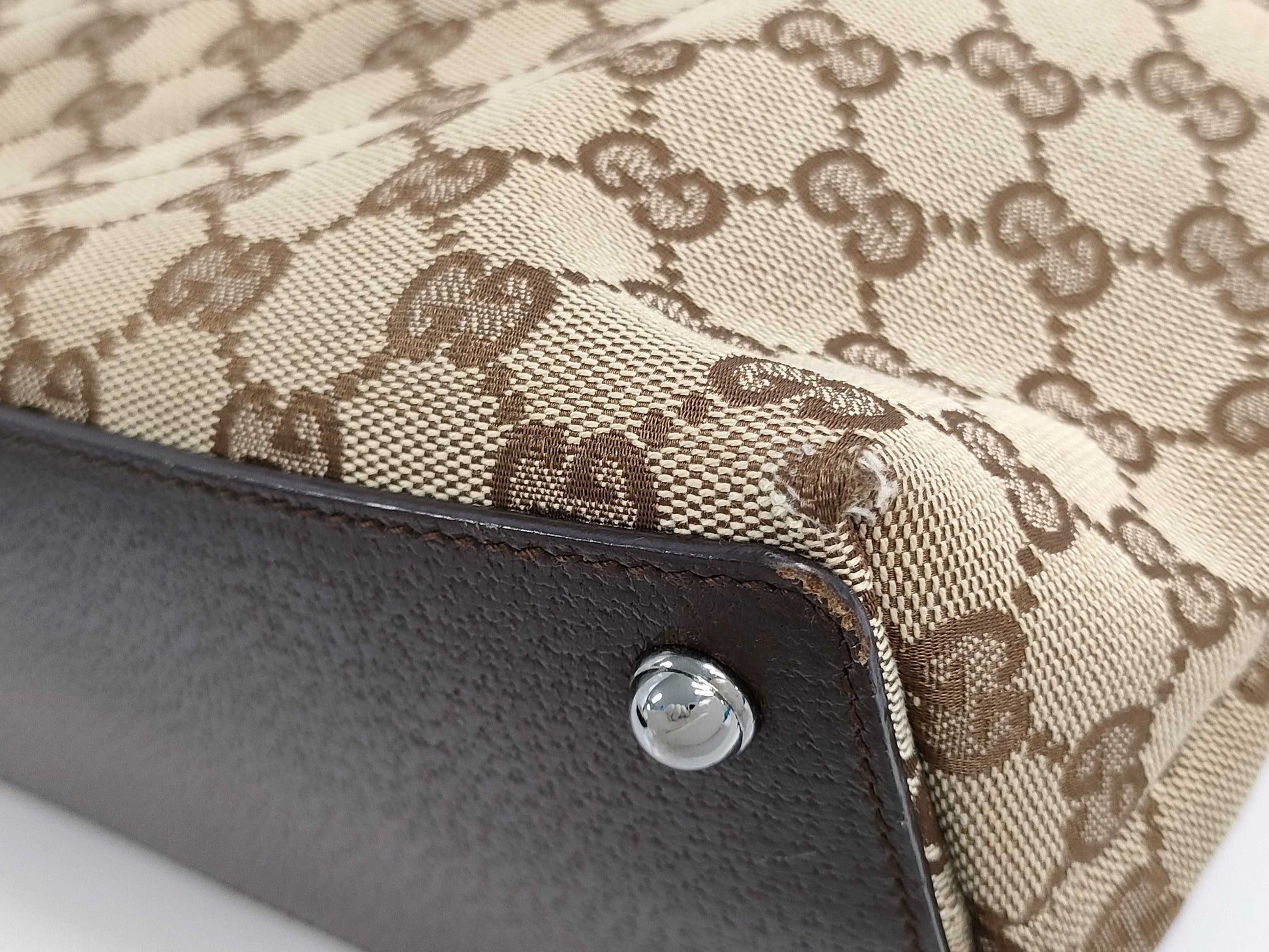 GUCCI GG Canvas x Leather Tote 120837 Tote Bag