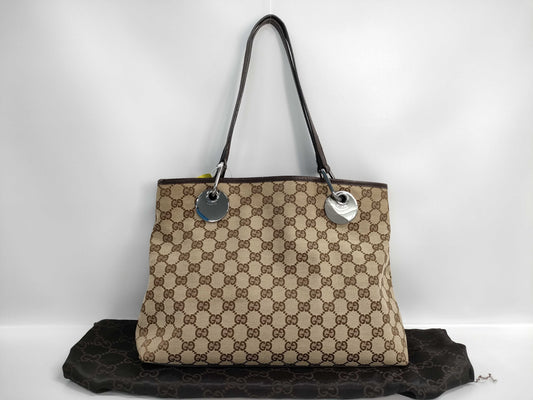GUCCI GG Canvas x Leather Tote 120837 Tote Bag
