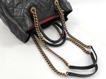 CHANEL Caviar Skin Chain Tote Bag 2-Way Antique Gold Hardware
