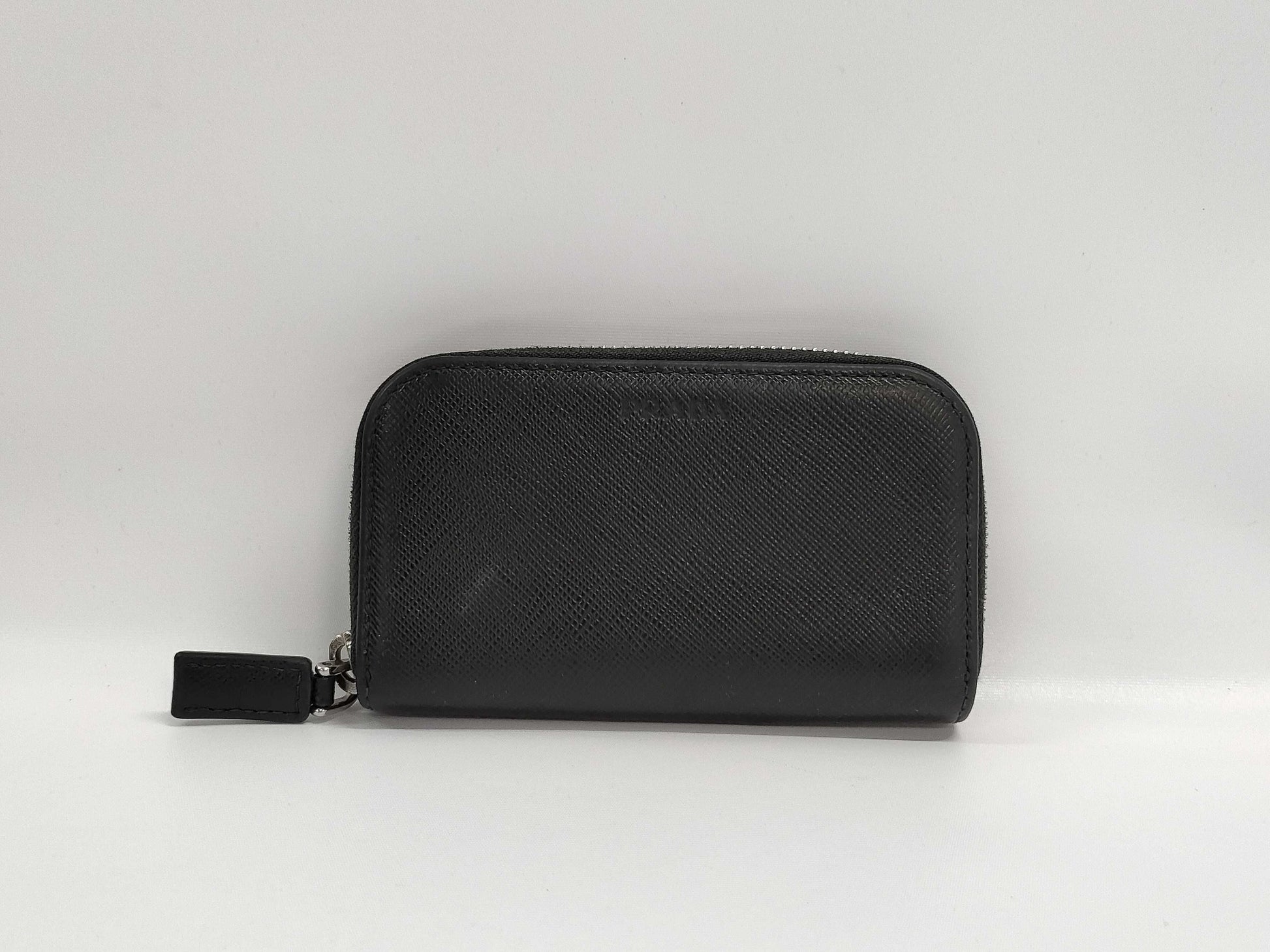 PRADA Saffiano/Round Zip/Key Case Key Case/Key Holder