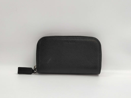 PRADA Saffiano/Round Zip/Key Case Key Case/Key Holder
