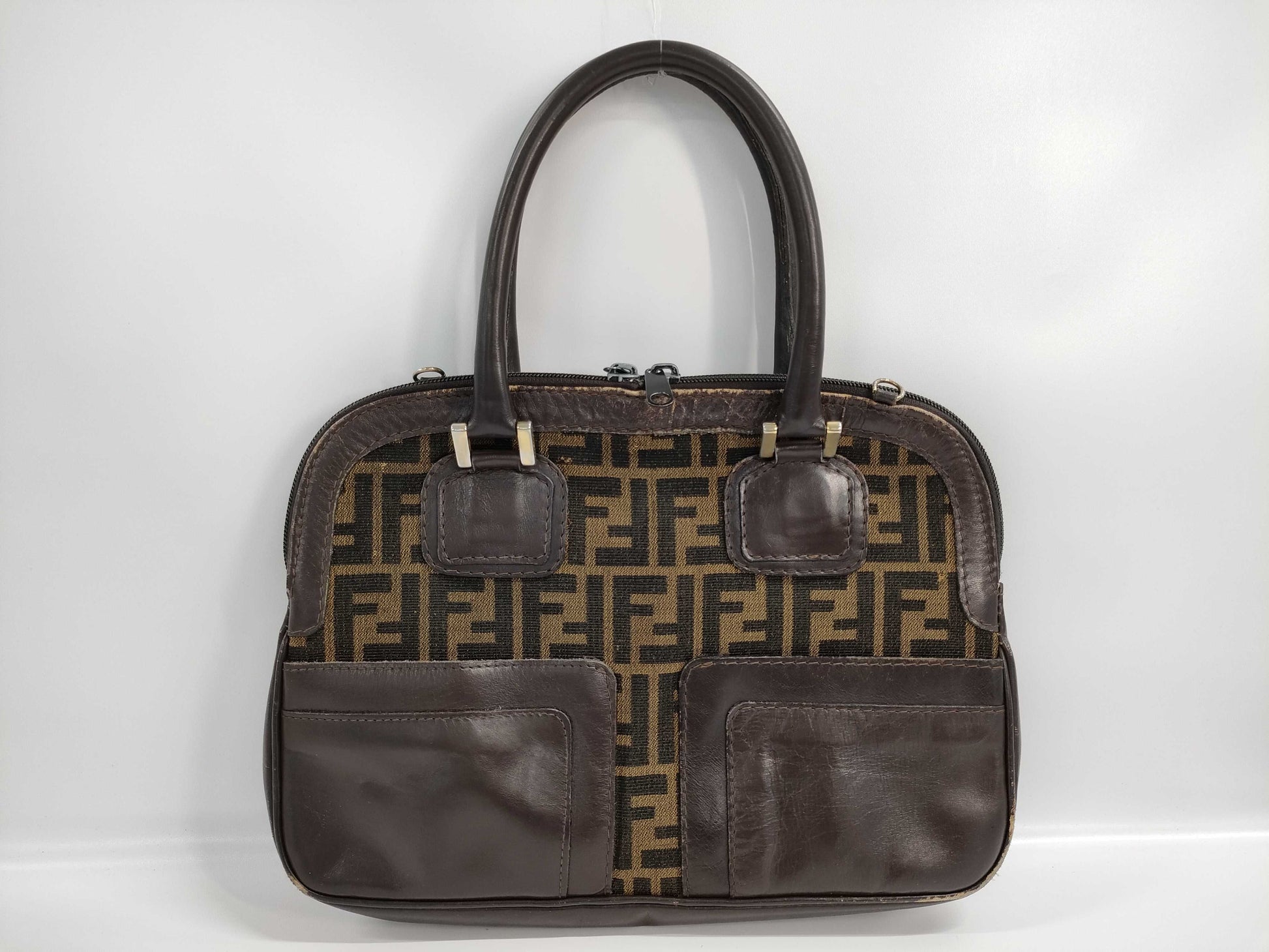 FENDI Zucca pattern leather handbag
