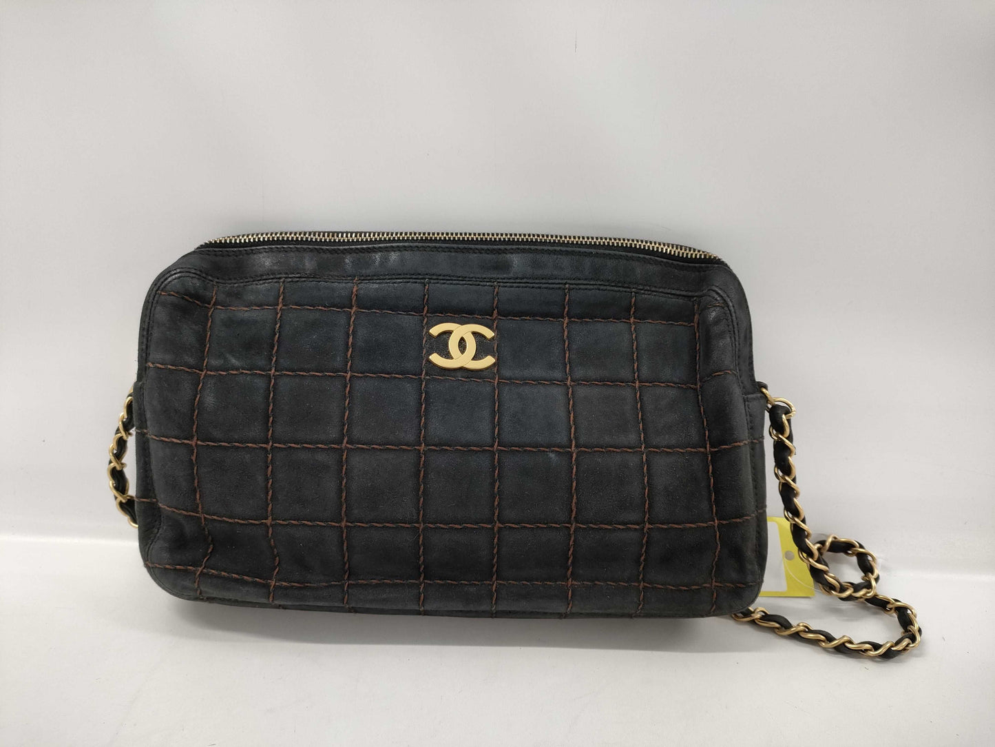 CHANEL Chocobar Suede Chain Shoulder Bag