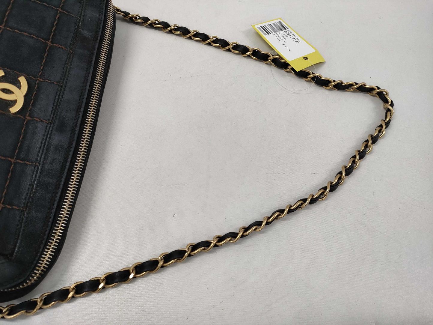 CHANEL Chocobar Suede Chain Shoulder Bag