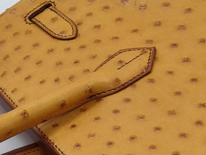 HERMES Birkin 35 Ostrich Handbag with 〇Z Stamp, Brown