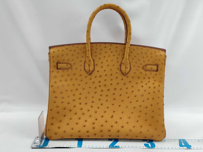 HERMES Birkin 35 Ostrich Handbag with 〇Z Stamp, Brown