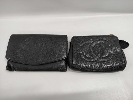 CHANEL Caviar Skin Wallet Set of 2