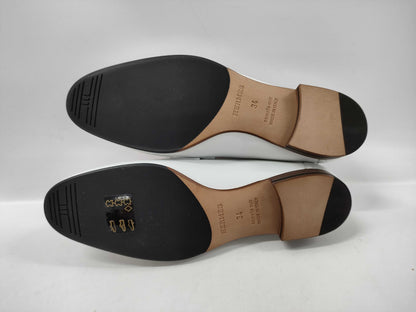 HERMES Moccasin White Pumps
