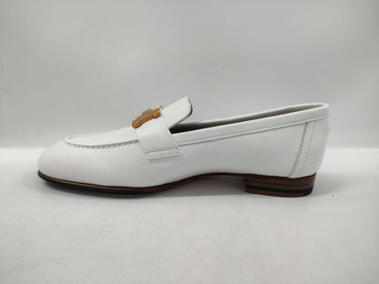 HERMES Moccasin White Pumps