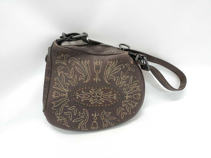 FENDI Vintage Oyster Botanical Embroidered Shoulder Bag