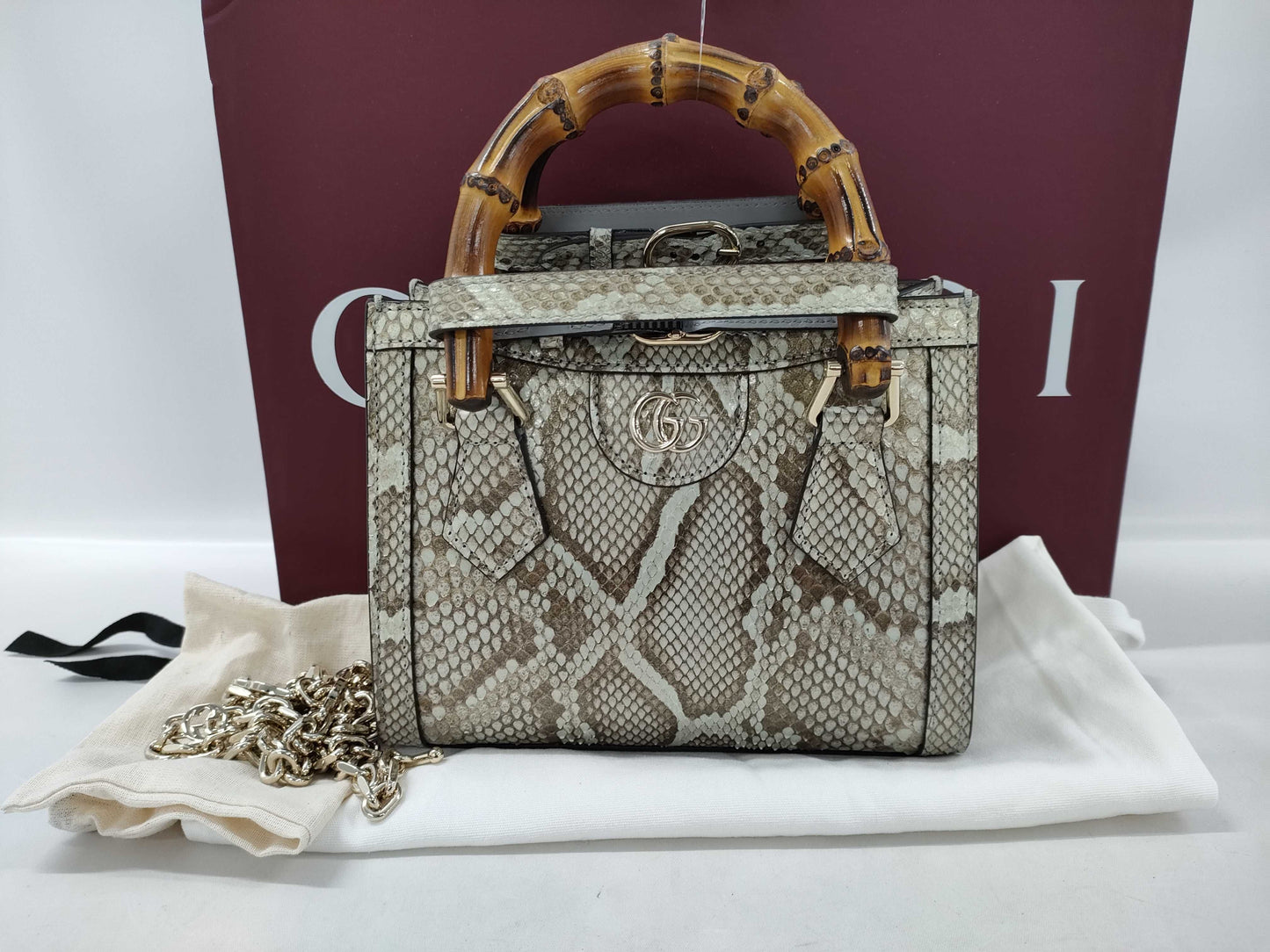 GUCCI Bamboo Diana Small Python Handbag