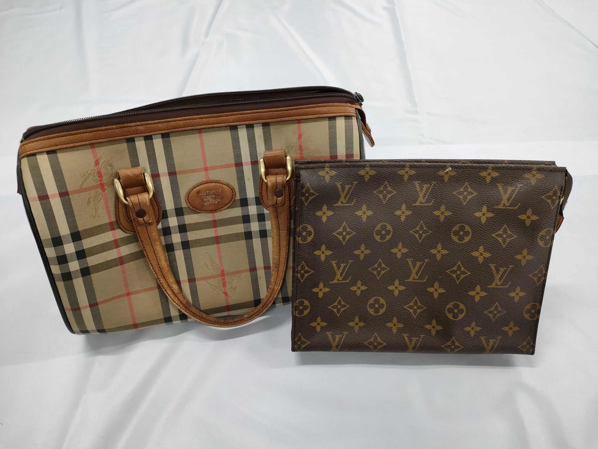 LOUIS VUITTON Louis Vuitton/Burberry bag set Boston bag
