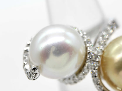 South Sea Pearl Diameter: Approx. 12.0mm / South Sea Pearl Diameter: Approx. 13.5mm, D1.03ct, 18K Gold, 14.0g, Ring 