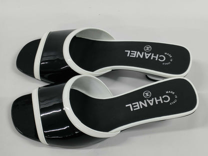 CHANEL enamel two-tone sandals