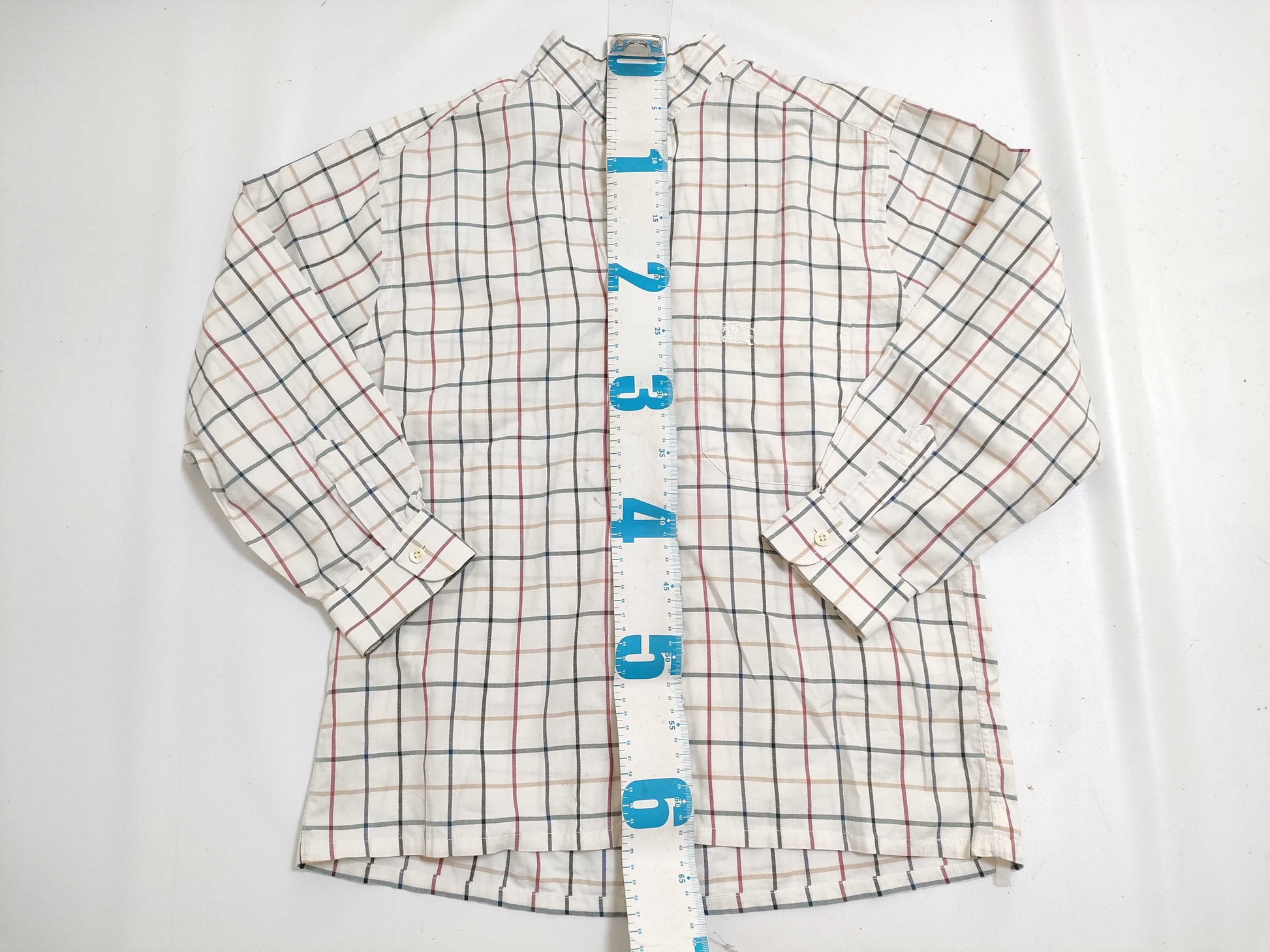 BURBERRY □Burberrys Collarless Shirt 100% Cotton Shirt