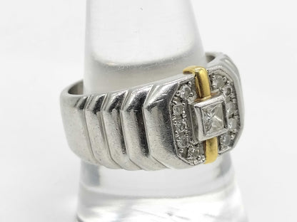 D0.24ct/0.20ct Pt900/K18 16.8g Ring 