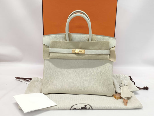 HERMES Birkin 25/Togo/Crème/Rose Gold Hardware/B Engraved/Sealed Handbag