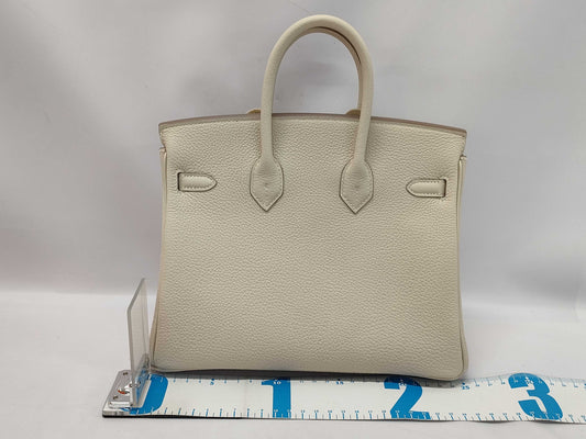 HERMES Birkin 25/Togo/Crème/Rose Gold Hardware/B Engraved/Sealed Handbag