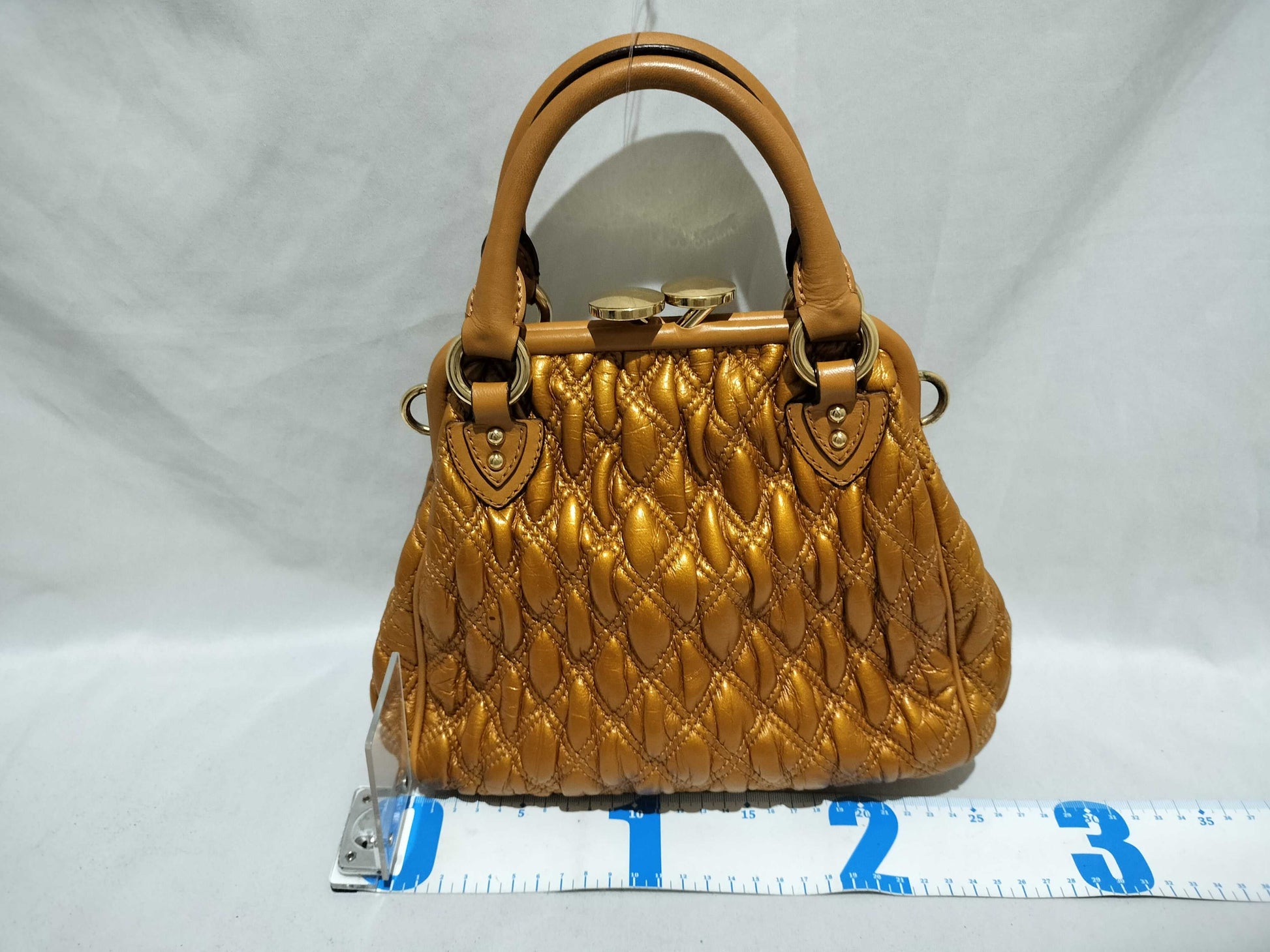 MARC JACOBS Leather Quilted Clasp 2-Way Chain Shoulder Bag