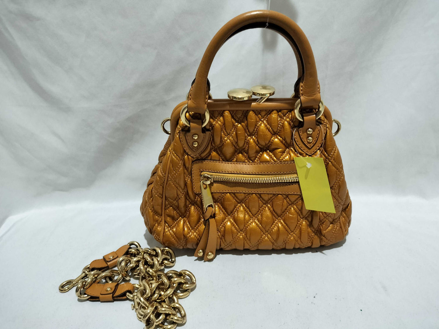 MARC JACOBS Leather Quilted Clasp 2-Way Chain Shoulder Bag