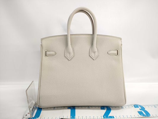 HERMES Birkin 25 Togo Beton Silver Hardware K Stamp Handbag