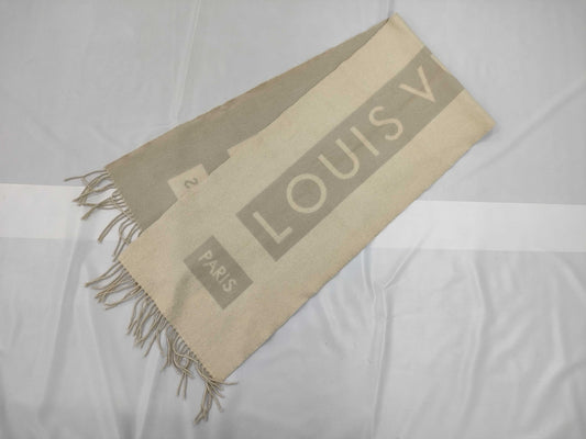 LOUIS VUITTON Monogram 100% Cashmere Scarf Logo Scarf