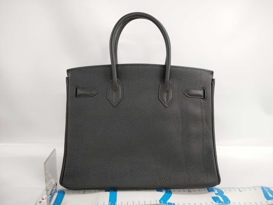 HERMES Birkin 30 Togo GD Hardware Black/Black H Engraved Handbag