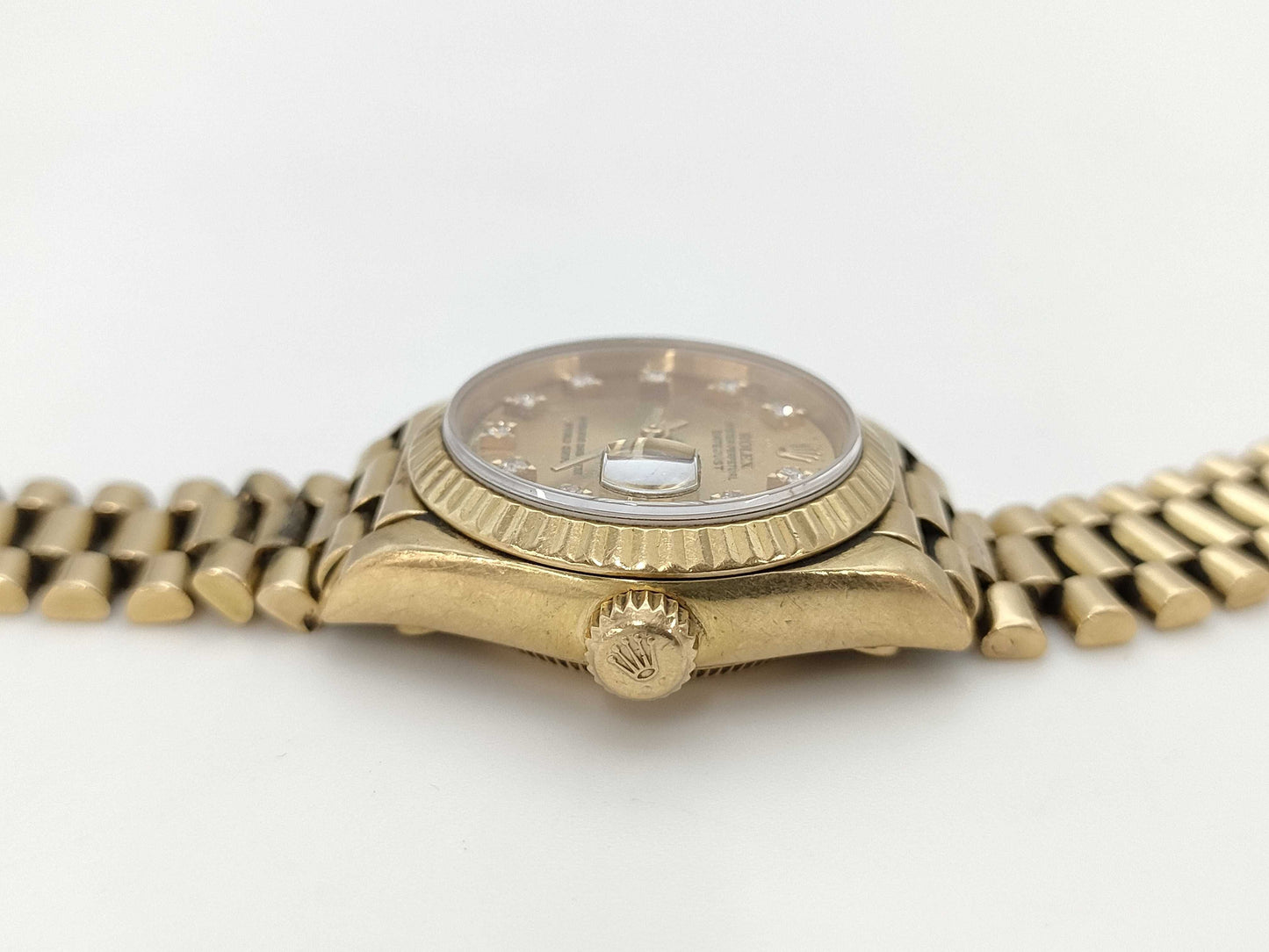 ROLEX 69178G S360950 Champagne Dial President Bracelet Women's Watch