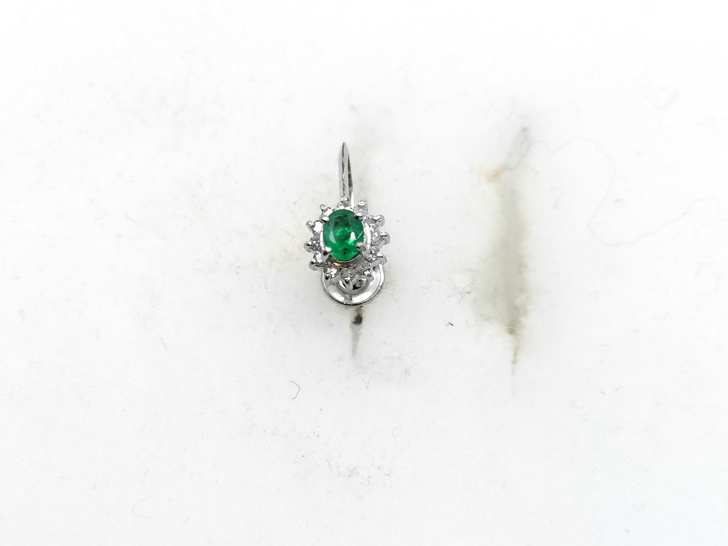 Emerald and Diamond Pt900 1.2g 