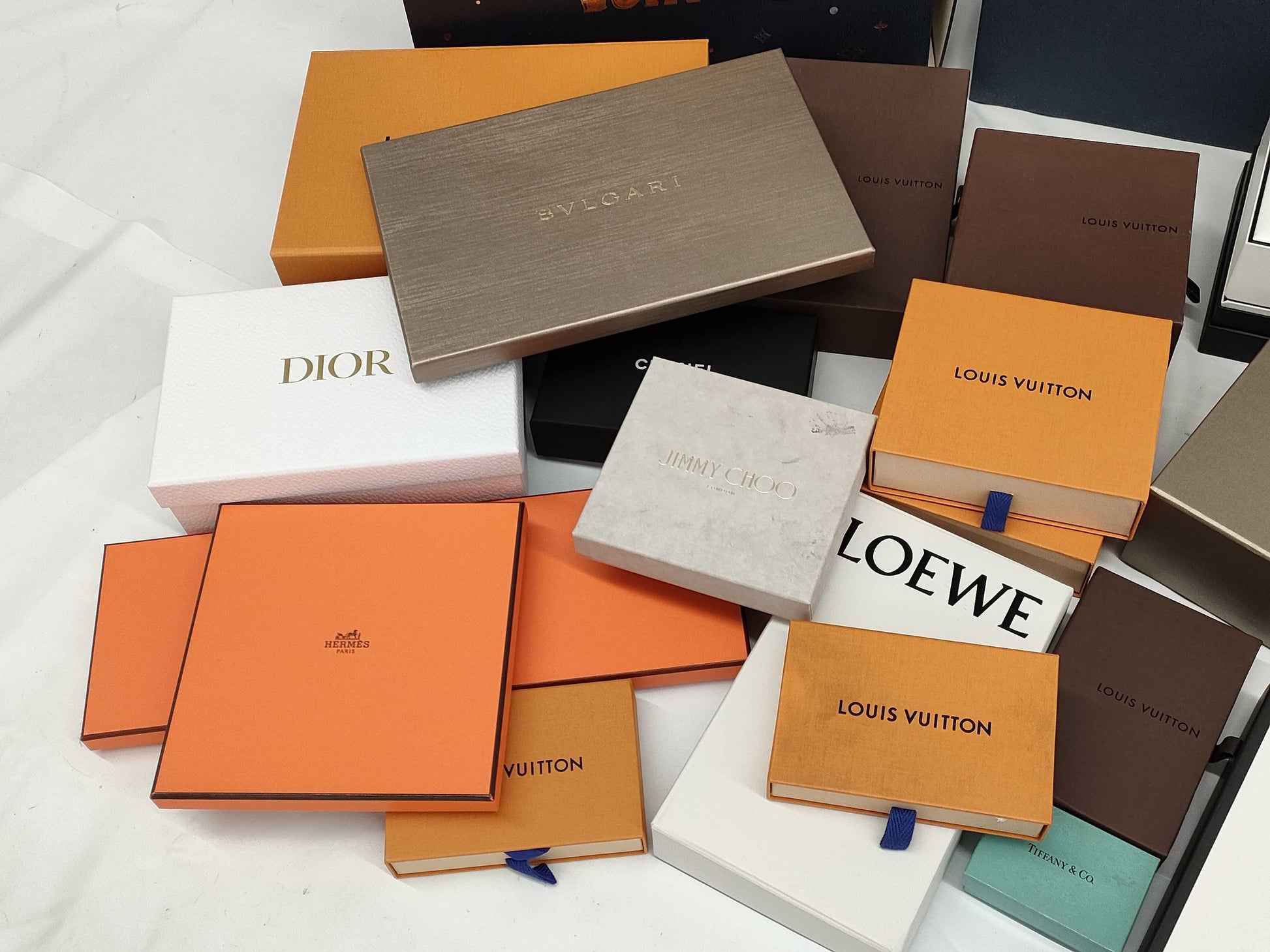 LOUIS VUITTON, CHANEL, BVLGARI, etc. Jewelry Cases/Empty Boxes/Storage Bags. Brand Empty Box Collection. Brand Empty Box Collection.