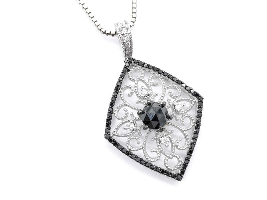 BLKD0.66ct D0.38ct K18WG 7.3g Necklace 