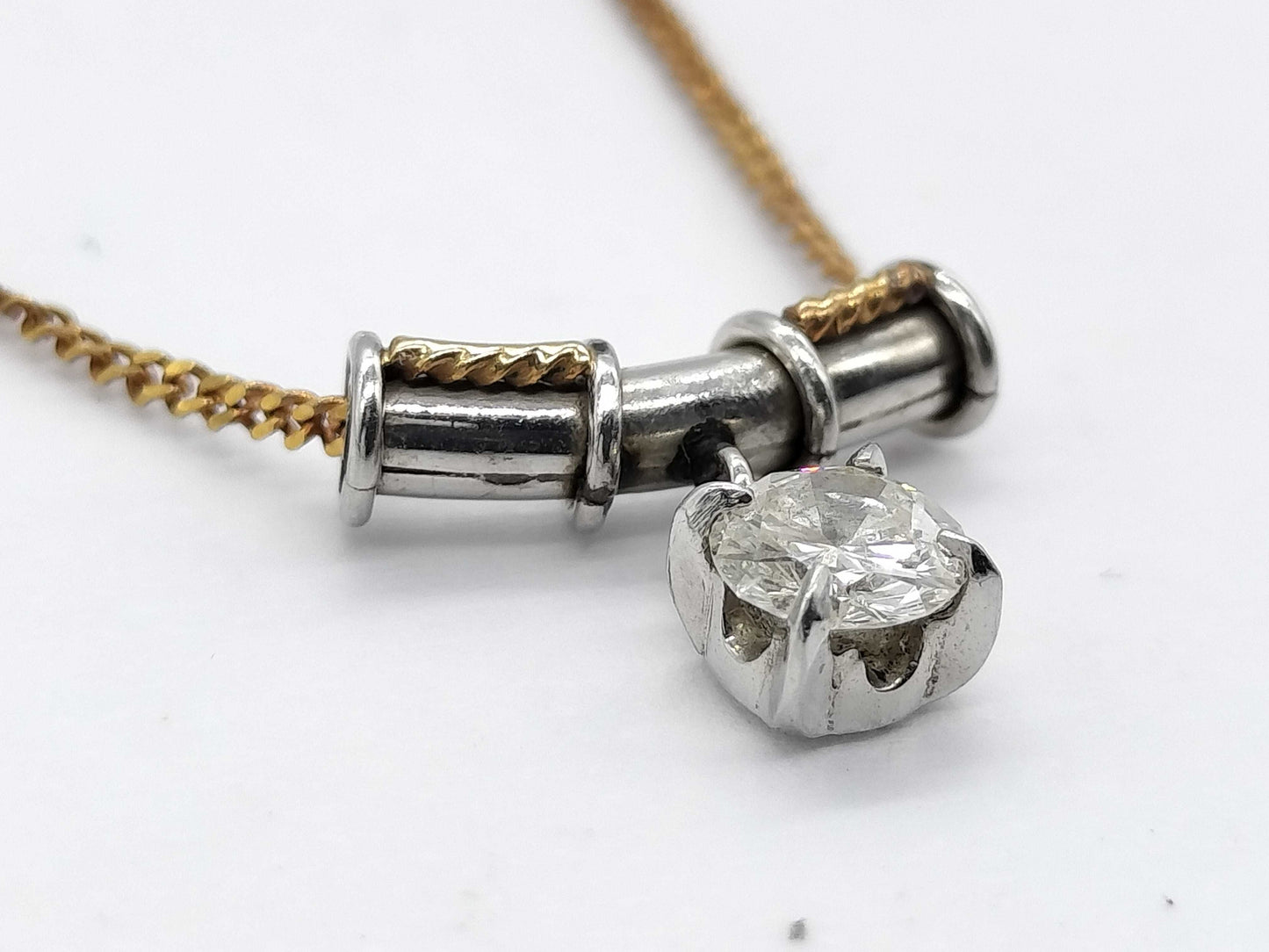 D0.273ct Pt850/K18 2.6g Necklace 