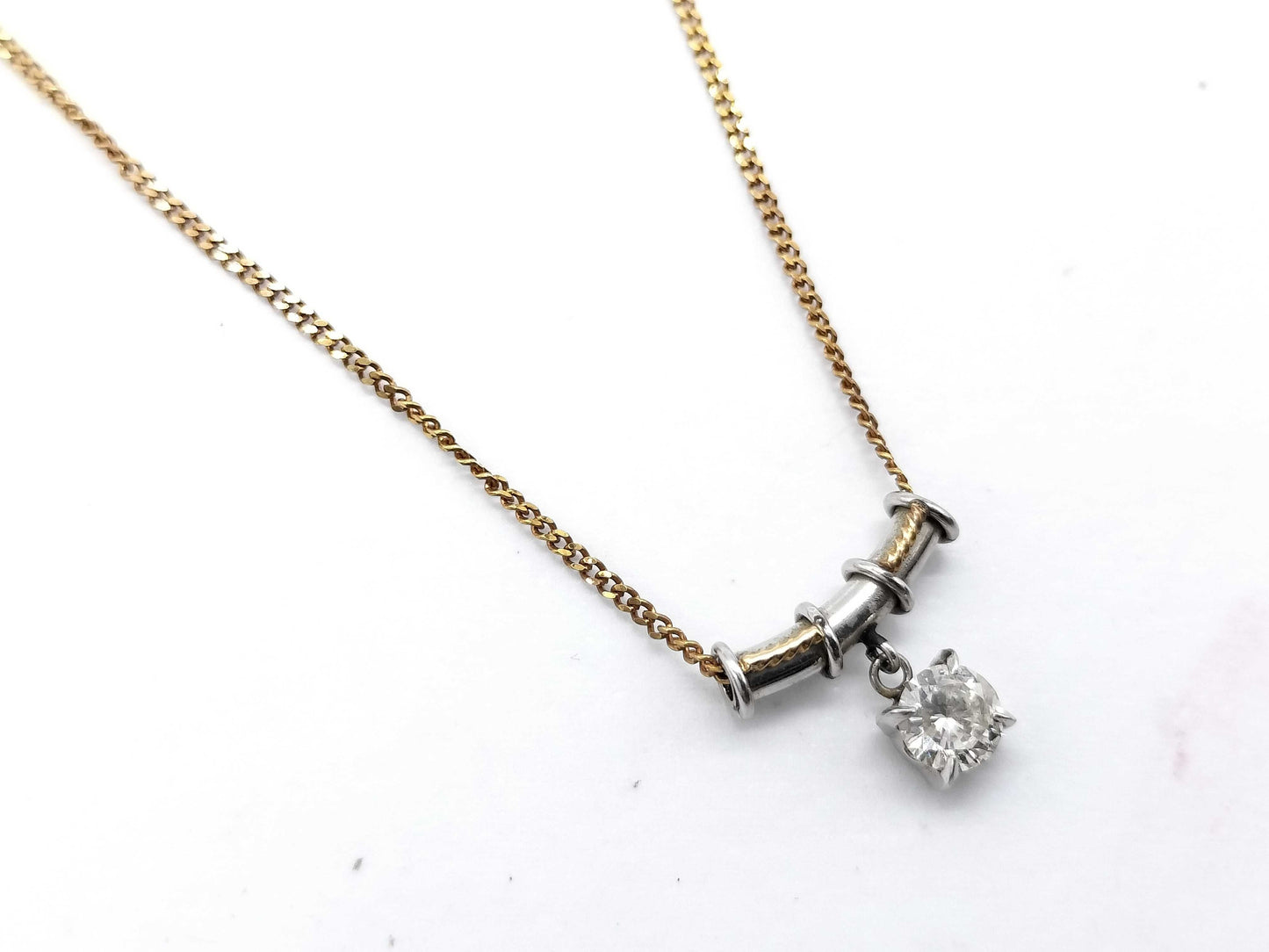 D0.273ct Pt850/K18 2.6g Necklace 