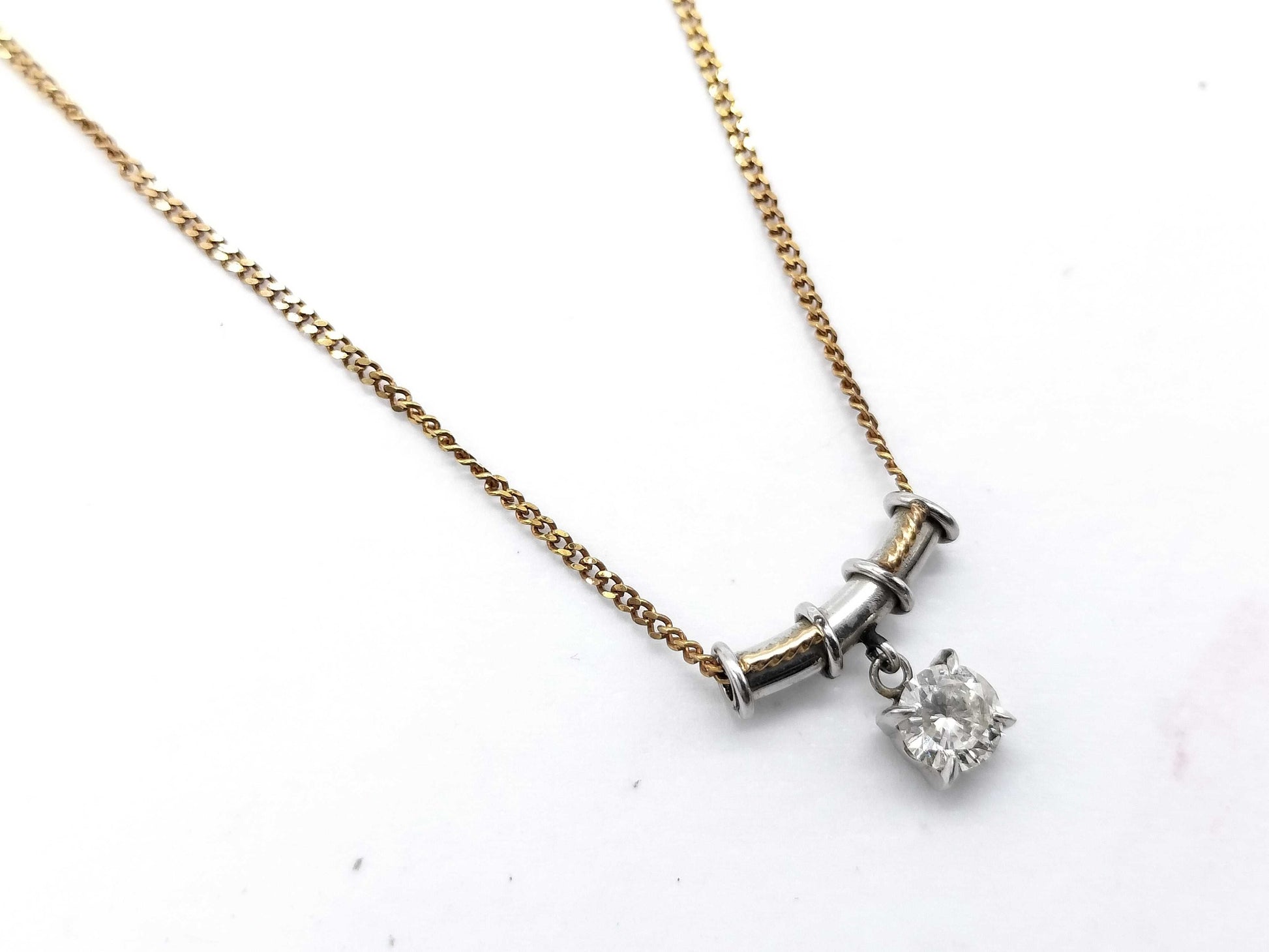 D0.273ct Pt850/K18 2.6g Necklace 