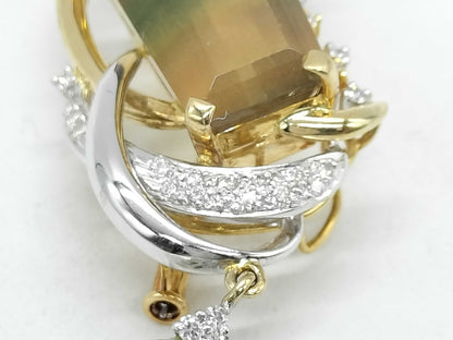 Colored Baroque Pearl, Diameter: Approx. 8.6mm, D0.59ct, 15.7g, K18/Pt900, Brooch 