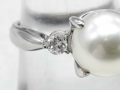 Akoya Pearl Ring, Diameter: Approx. 8.8mm, D0.17ct, Pt900, 6.2g 