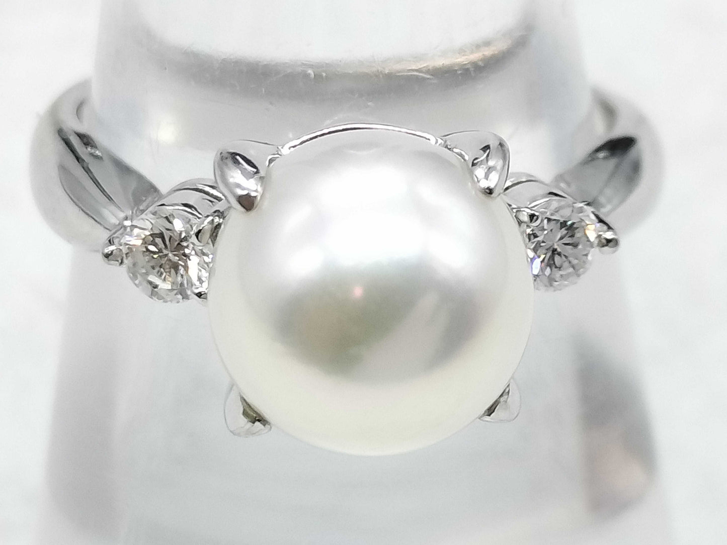 Akoya Pearl Ring, Diameter: Approx. 8.8mm, D0.17ct, Pt900, 6.2g 