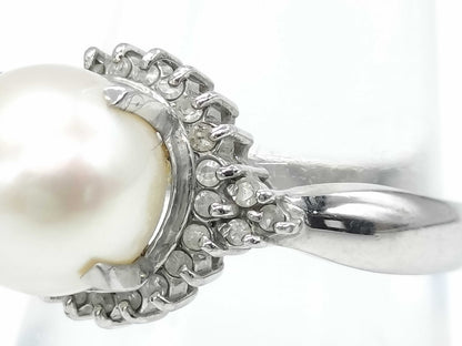 Akoya Pearl Ring, Diameter 9.0mm, D0.20ct, Pt900, 6.0g 