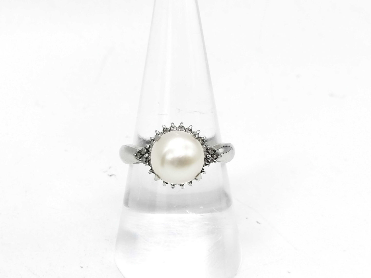 Akoya Pearl Ring, Diameter 9.0mm, D0.20ct, Pt900, 6.0g 
