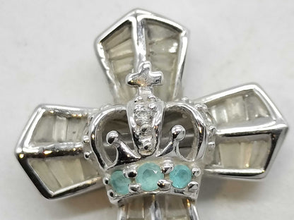 Paraiba tourmaline and diamond pendant top in 18K white gold 